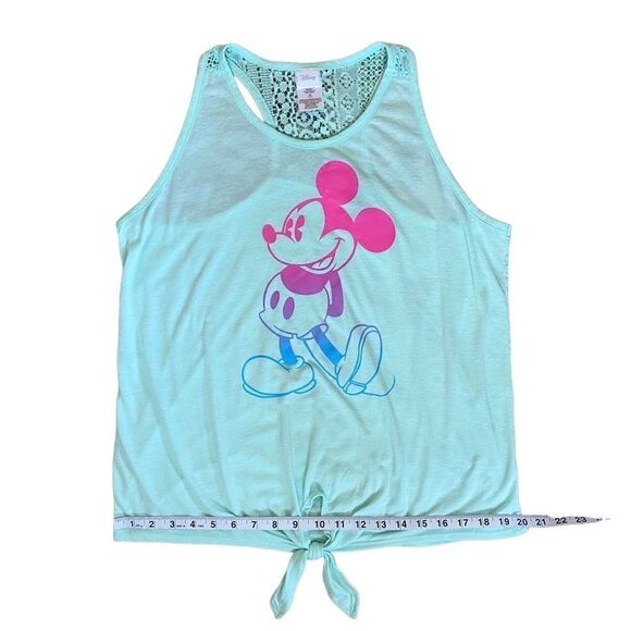 Disney Teal Pink Blue Mickey Mouse Racerback Crochet Tank Size XLarge (Junior’s) - Picture 10 of 11